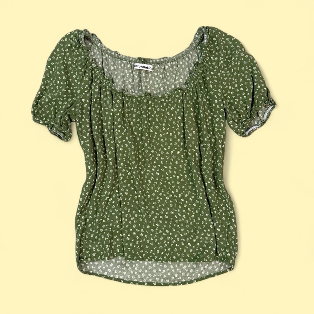 reformation floral puff sleeve blouse